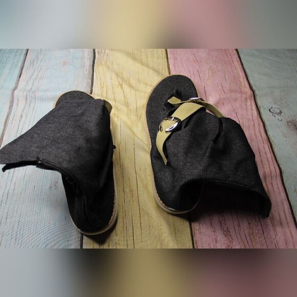 Women's Open Toe Denim Ankle Flip Flop Shoes Size 10 - Picture 2 of 4